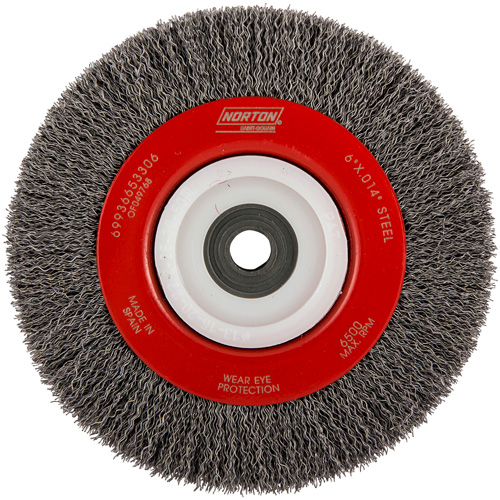 Crimped Bench Wheel, 6" Dia., 0.014" Fill, 1/2"-2 Arbor Northern Industrial Supply Inc.