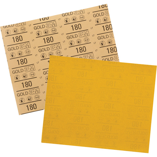 Feuille abrasive dor&eacute;e 12545, 9" x 11", Grain 180, Oxyde d'aluminium Northern Industrial Supply Inc.