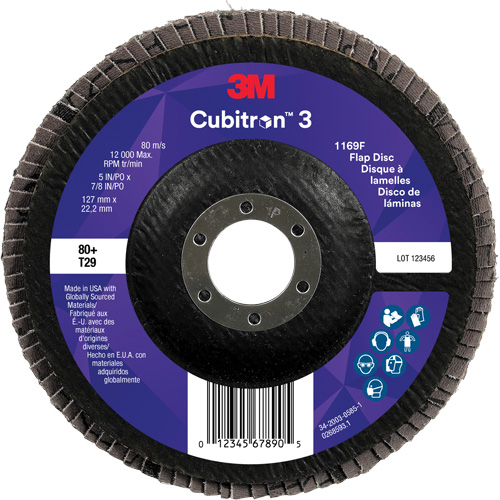 Cubitron 3 Conical  Flap Disc 1169F, 5" x 7/8", Type T29, 80+ Grit, Ceramic Northern Industrial Supply Inc.