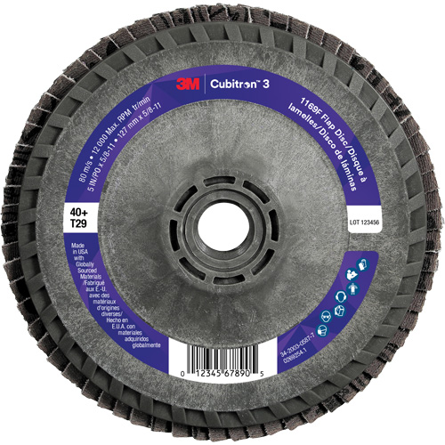 Cubitron 3 Conical  Flap Disc with Quick Change 1169F, 5" x 5/8"-11, Type T29, 40+ Grit, Ceramic Northern Industrial Supply Inc.