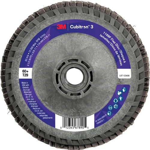 Disque &agrave; lamelles conique 1169F Cubitron 3 &agrave; changement rapide, 4-1/2" x 5/8"-11, Type T29, Grain 60+, C&eacute;ramique Northern Industrial Supply Inc.