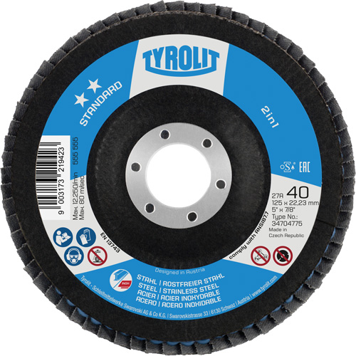 ZA 40 - B425 Standard 2-in-1 Flap Disc, 5" x 7/8", Type 27A, 40 Grit, Zirconia Alumina Northern Industrial Supply Inc.