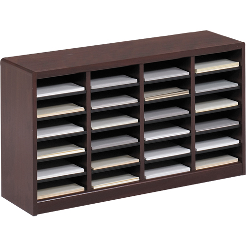 E-Z Stor&reg; Literature Organizer, Stationary, 24 Slots, Wood, 40" W x 11-3/4" D x 23" H Northern Industrial Supply Inc.
