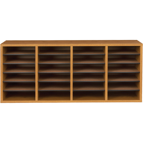 Adjustable Compartment Literature Organizer, Stationary, 24 Slots, Wood, 39-1/4" W x 11-3/4" D x 16-1/4" H Northern Industrial Supply Inc.