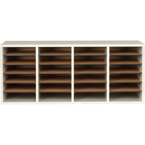 Adjustable Compartment Literature Organizer, Stationary, 24 Slots, Wood, 39-1/4" W x 11-3/4" D x 16-1/4" H Northern Industrial Supply Inc.