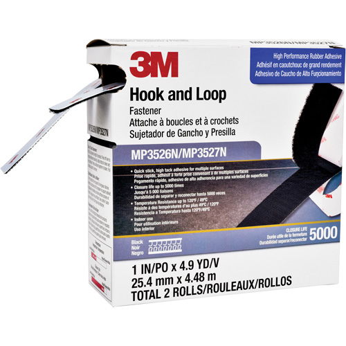 Reclosable Fastener, Hook & Loop, 5 yds x 1", Adhesive, Black Northern Industrial Supply Inc.