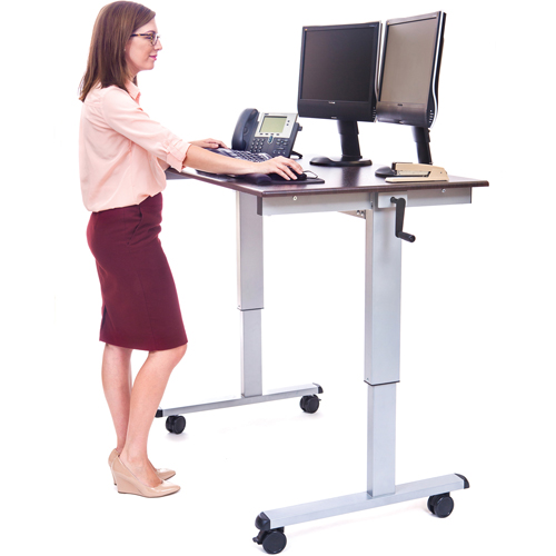 Adjustable Stand-Up Workstations, Stand-Alone Desk, 48-1/2" H x 48" W x 32-1/2" D, Walnut Northern Industrial Supply Inc.