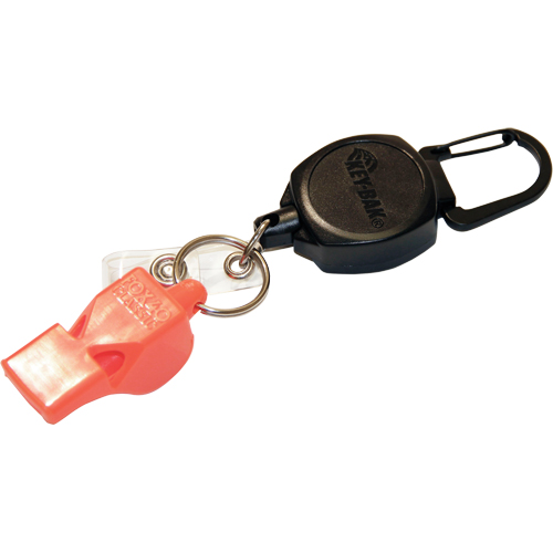 Self Retracting ID Badge and Key Reel with Whistle, Zinc Alloy Metal, 24" Cable, Carabiner Attachment Northern Industrial Supply Inc.