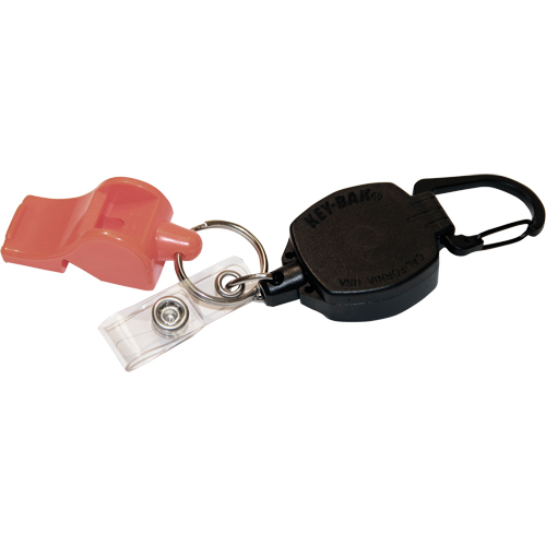 Self Retracting ID Badge and Key Reel with Whistle, Zinc Alloy Metal, 24" Cable, Carabiner Attachment Northern Industrial Supply Inc.