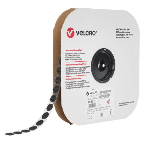 Attache Velcoin, Boucle, 3/4" dia., Adh&eacute;sif, Noir Northern Industrial Supply Inc.