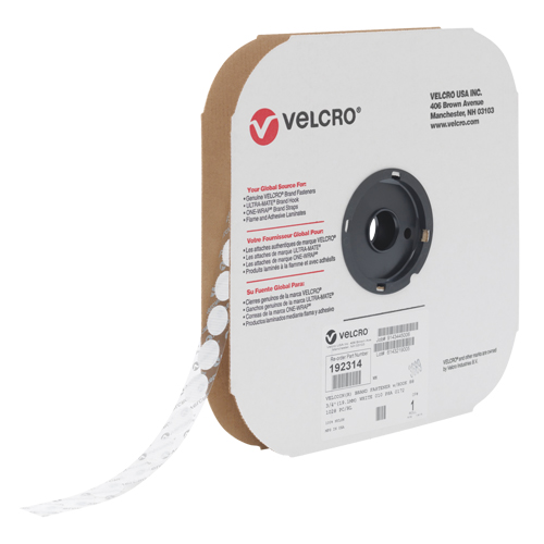 Velcoin&reg; Fastener, Hook, 3/4" Dia., Adhesive, White Northern Industrial Supply Inc.