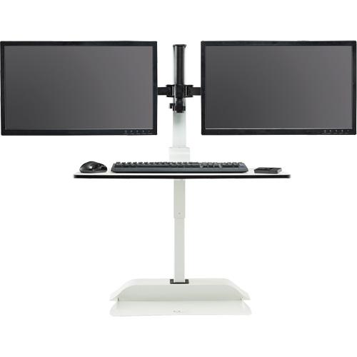 Soar Sit/Stand Electric Desk with Dual Monitor Arm, Desktop Unit, 37-1/4" H x 27-3/4" W x 22" D, White Northern Industrial Supply Inc.