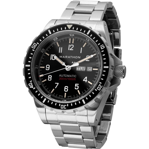 Tr&egrave;s grande montre automatique avec jour/date avec bracelet en acier inoxydable, Num&eacute;rique, &agrave; piles, 46 mm, Argent Northern Industrial Supply Inc.