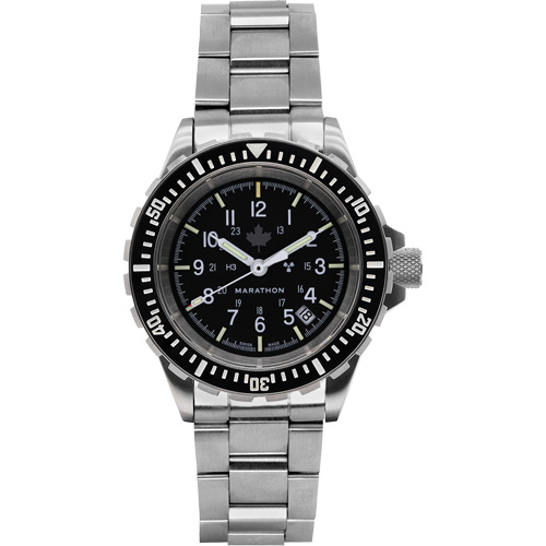 Grande montre automatique de plong&eacute;e avec feuille d'&eacute;rable gris et bracelet en acier inoxydable, Num&eacute;rique, &agrave; piles, 41 mm, Argent Northern Industrial Supply Inc.
