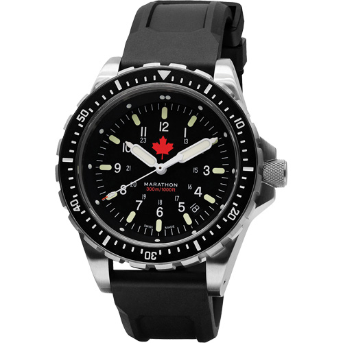 Tr&egrave;s grande montre &agrave; quartz pour plongeur avec feuille d'&eacute;rable rouge, Num&eacute;rique, &agrave; piles, 46 mm, Noir Northern Industrial Supply Inc.