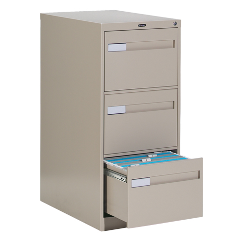 Vertical Filing Cabinet with Recessed Drawer Handles, 3 Drawers, 18.15" W x 26.56" D x 40" H, Beige Northern Industrial Supply Inc.