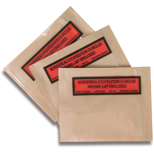 Pochettes pour bordereau d'exp&eacute;dition, 5-1/2" lo x 4-1/2" la Northern Industrial Supply Inc.