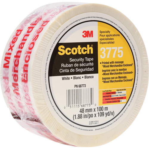 Ruban d'emballage Scotch 3775 avec message, Adh&eacute;sif Thermofusible, 2 mils, 48 mm (1-22/25") x 100 m (328') Northern Industrial Supply Inc.