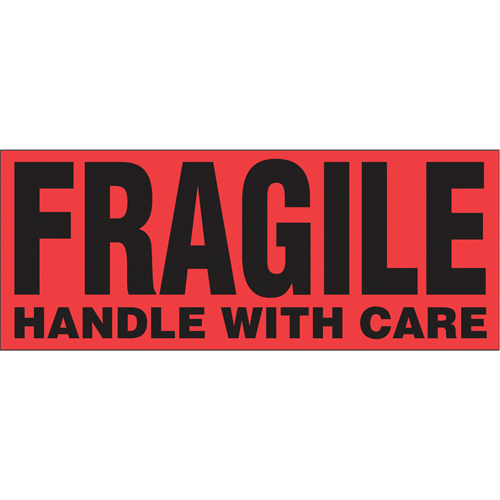 "Fragile Handle with Care" Special Handling Labels, 5" L x 2" W, Black on Red Northern Industrial Supply Inc.