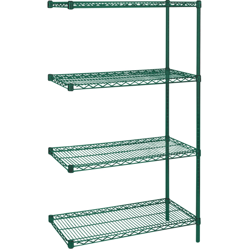&eacute;tag&egrave;res robustes en treillis m&eacute;tallique au fini &eacute;poxy vert, Ensemble de Ajout, 4 Tablettes, 36" la x 63" h x 18" p Northern Industrial Supply Inc.