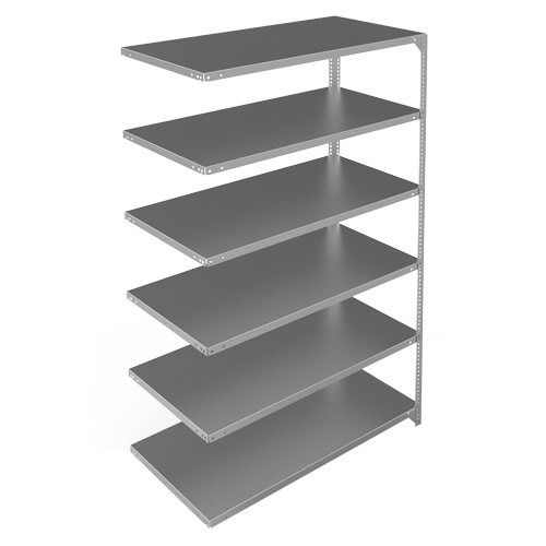 Shelving Unit, Galvanized Steel, Slotted Angle, Add-On, 48" W x 72" H x 24" D Northern Industrial Supply Inc.