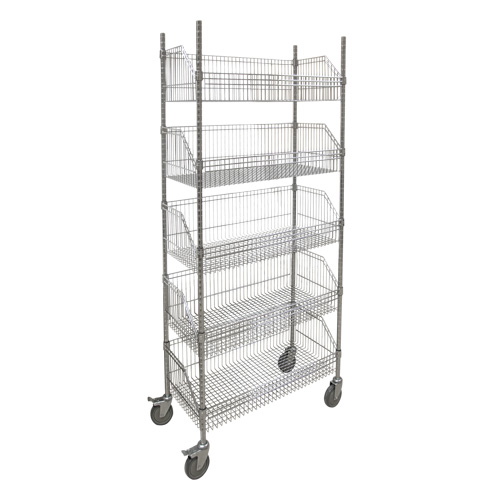 Wire Basket Shelving Cart, 5 Tiers, 36" W x 80" H x 18" D Northern Industrial Supply Inc.