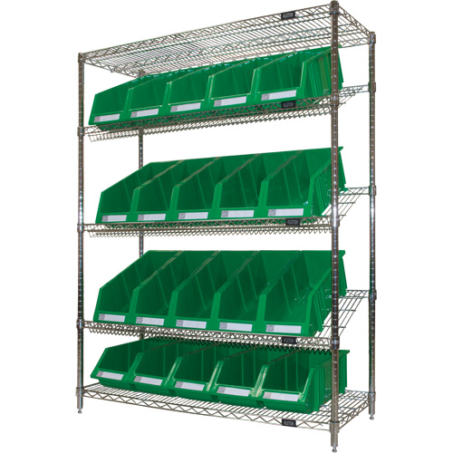 &eacute;tag&egrave;re en treillis m&eacute;tallique &agrave; tablettes inclin&eacute;es avec bacs, Tiers 5, 48" la x 63" h x 18" p Northern Industrial Supply Inc.