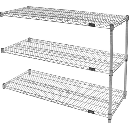 Heavy-Duty Chromate Wire Shelving, Add-On Kit, 3 Tiers, 30" W x 33" H x 18" D Northern Industrial Supply Inc.