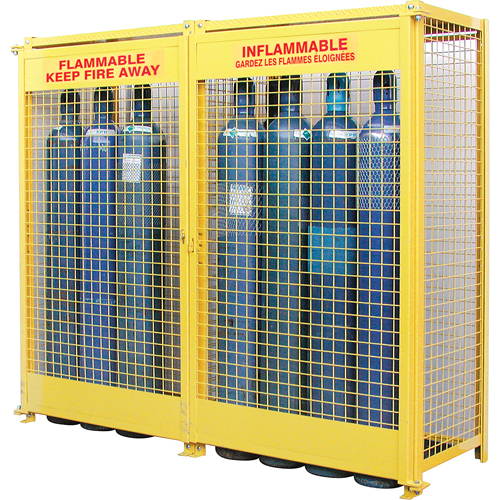 Gas Cylinder Cabinets, 20 Cylinder Capacity, 88" W x 30" D x 74" H, Yellow Northern Industrial Supply Inc.