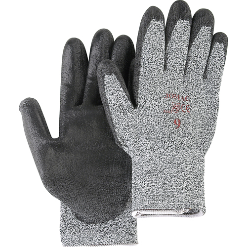 Gants de tricot poivre & sel avec rev&ecirc;tement de paume noir, Taille Petit/7, Rev&ecirc;tement Polyur&eacute;thane, Enveloppe en PEHP, ANSI/ISEA 105 niveau 2 Northern Industrial Supply Inc.