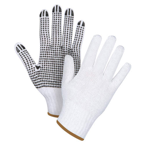 Gants tricot&eacute;s &agrave; pois, Poly/coton, Un c&ocirc;t&eacute;, Calibre 7, Grand Northern Industrial Supply Inc.
