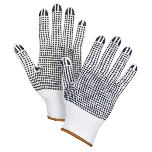 Gants tricot&eacute;s deux c&ocirc;t&eacute;s &agrave; pois, Poly/coton, Deux c&ocirc;t&eacute;s, Calibre 7, Grand Northern Industrial Supply Inc.