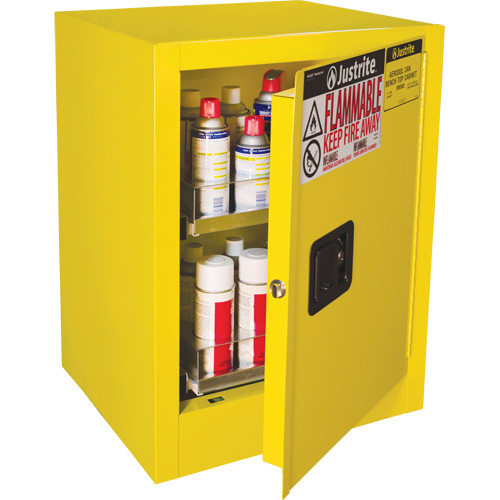 Armoire de s&eacute;curit&eacute; d'&eacute;tabli pour produits inflammables EX Sure-Grip, 24 gal., 1 Porte(s), 21" La x 27" h x 18" p Northern Industrial Supply Inc.