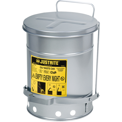 Oily Waste Cans, FM Approved/UL Listed, 6 US Gal., Silver Northern Industrial Supply Inc.