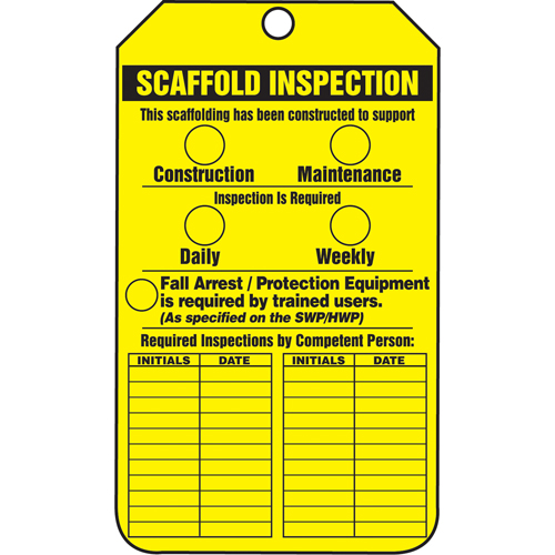 &eacute;tiquettes de s&eacute;curit&eacute; d'inspection et de contr&ocirc;le de l'&eacute;tat de l'&eacute;quipement, Papier cartonn&eacute;, 3-1/8" la x 5-7/8" h, Anglais Northern Industrial Supply Inc.