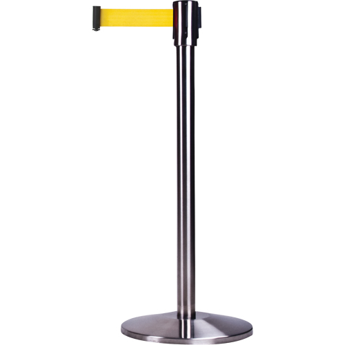Barri&egrave;res sur pieds pour le contr&ocirc;le des foules, Acier, 35" h, Ruban Jaune, Longueur du ruban 12' Northern Industrial Supply Inc.