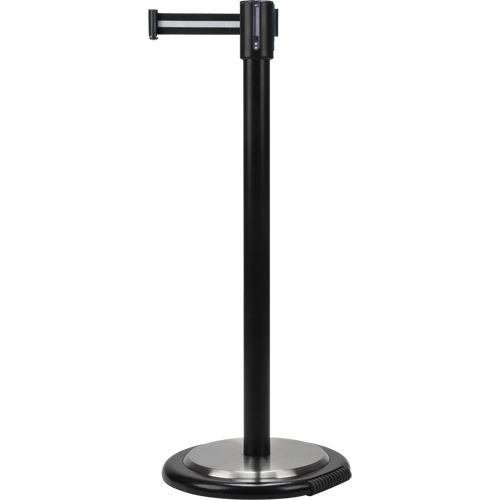Free-Standing Crowd Control Barrier, Steel, 35" H, Black/White Tape, 7' Tape Length Northern Industrial Supply Inc.