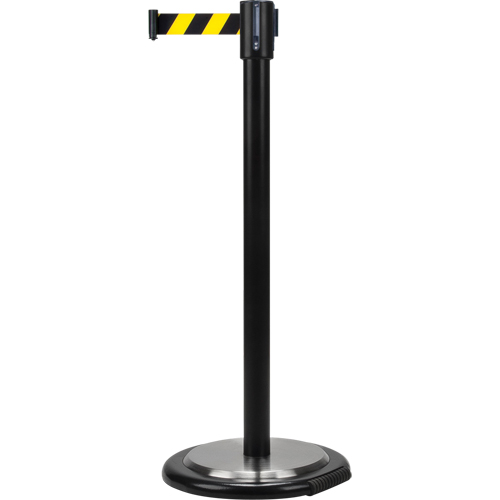 Barri&egrave;res sur pieds pour le contr&ocirc;le des foules, Acier, 35" h, Ruban Noir/Jaune, Longueur du ruban 7' Northern Industrial Supply Inc.