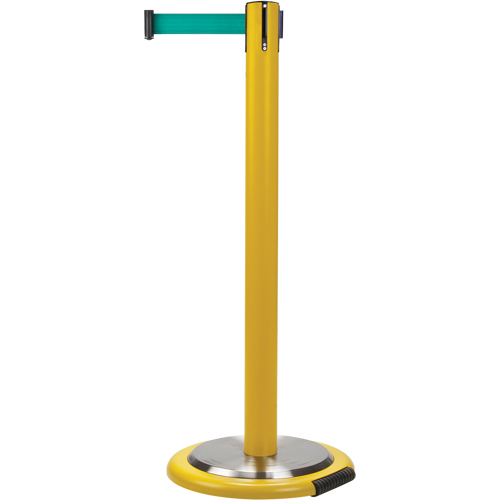 Free-Standing Crowd Control Barrier, Steel, 35" H, Green Tape, 7' Tape Length Northern Industrial Supply Inc.