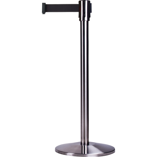 Free-Standing Crowd Control Barrier, Steel, 35" H, Black Tape, 12' Tape Length Northern Industrial Supply Inc.