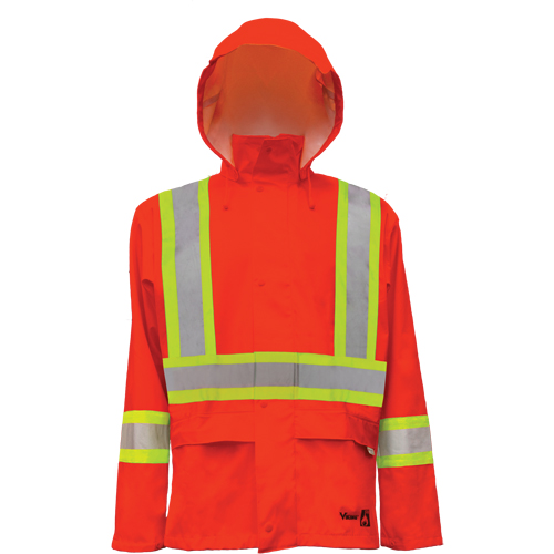 Hi-Vis FR/PU Safety Rain Jackets, Small, High Visibility Orange Northern Industrial Supply Inc.