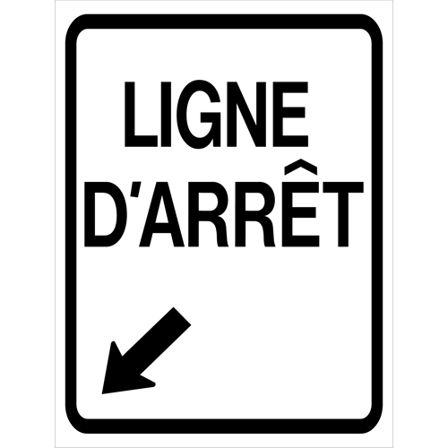 "Ligne d'Arr&ecirc;t" Roll-Up Traffic Sign, 23-3/5" x 29-1/2", Vinyl, French with Pictogram Northern Industrial Supply Inc.
