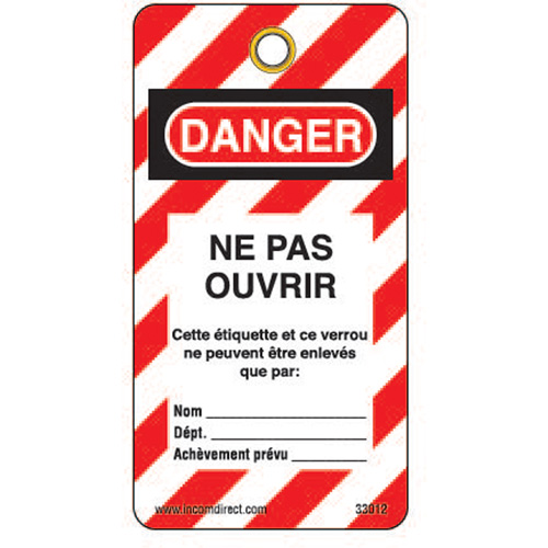 &eacute;tiquettes de verrouillage, Plastique, 3" la x 5-3/4" h, Français Northern Industrial Supply Inc.