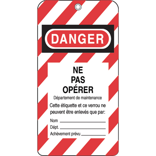 Lockout Tags, Plastic, 3" W x 5-3/4" H, French Northern Industrial Supply Inc.