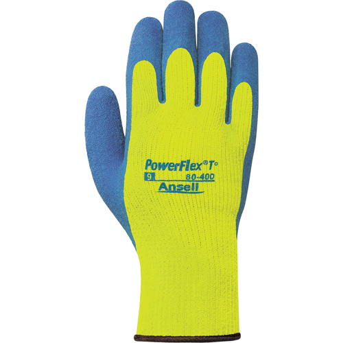 Gants PowerFlex T° Hi Viz 80-400, 7/Petit, R&ecirc;vetement Latex de caoutchouc, Calibre 7, Enveloppe en Tissu &eacute;ponge Northern Industrial Supply Inc.