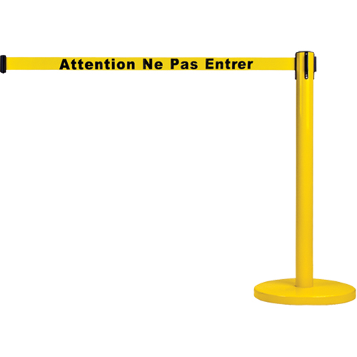 Barri&egrave;re autonome pour le contr&ocirc;le des foules, Acier, 35" h, Ruban Jaune, Longueur du ruban 7' Northern Industrial Supply Inc.