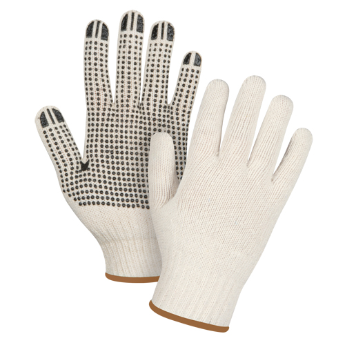 Gants l&eacute;gers tricot&eacute;s &agrave; pois, Poly/coton, Un c&ocirc;t&eacute;, Calibre 7, Grand Northern Industrial Supply Inc.