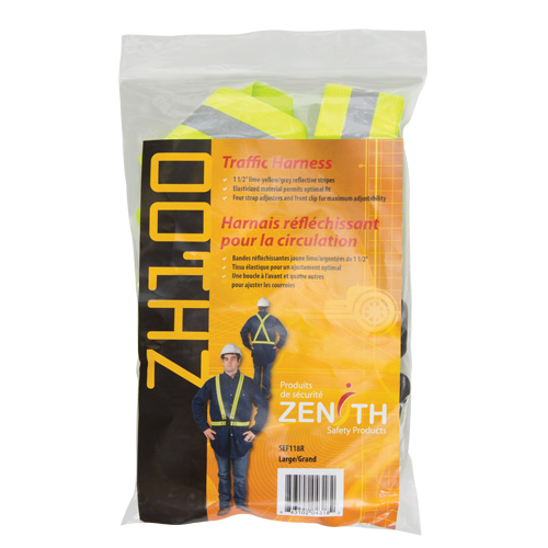Standard-Duty Safety Harness, High Visibility Lime-Yellow, Silver Reflective Colour, Large Northern Industrial Supply Inc.