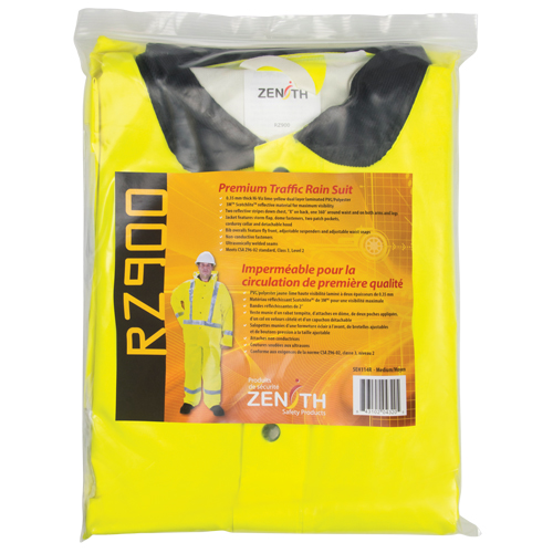 RZ900 Premium Traffic Rain Suit, Polyester/PVC, Medium, Lime-Yellow Northern Industrial Supply Inc.