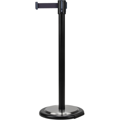Free-Standing Crowd Control Barrier, Steel, 35" H, Black Tape, 12' Tape Length Northern Industrial Supply Inc.